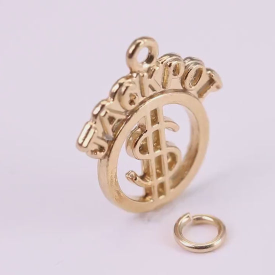 Jackpot Charm, Traditional Charm, Made from Solid Yellow Gold, British Hallmarked, Complete with Attachment Link