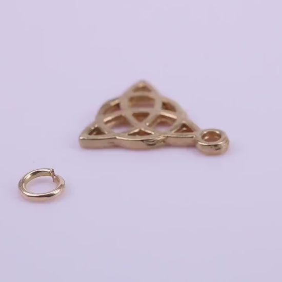 Trinity Knot Charm, Traditional Charm, Made from Solid 9ct Yellow Gold, British Hallmarked, Complete with Attachment Link