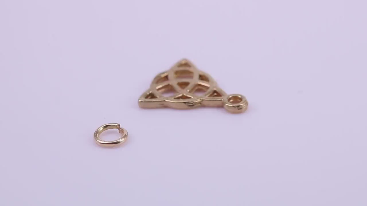 Trinity Knot Charm, Traditional Charm, Made from Solid 9ct Yellow Gold, British Hallmarked, Complete with Attachment Link