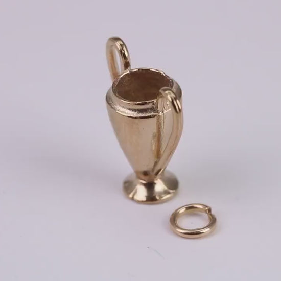 Sports Trophy Charm, Traditional Charm, Made From Solid Yellow Gold with British Hallmark, Complete with Attachment Link