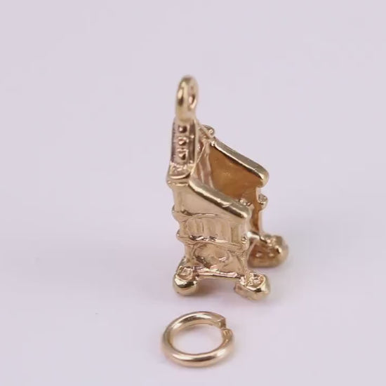 Throne Charm, Traditional Charm, Made from Solid Yellow Gold, British Hallmarked, Complete with Attachment Link