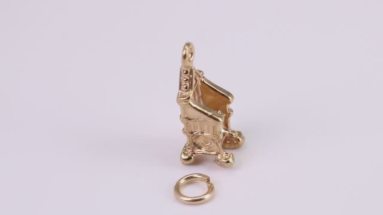 Throne Charm, Traditional Charm, Made from Solid Yellow Gold, British Hallmarked, Complete with Attachment Link