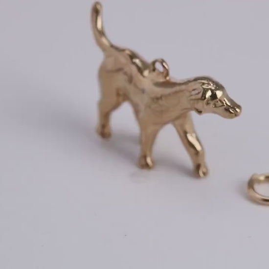 Fox Hound Dog Charm, Traditional Charm, Made from Yellow Gold with British Hallmark, Complete with Attachment Link