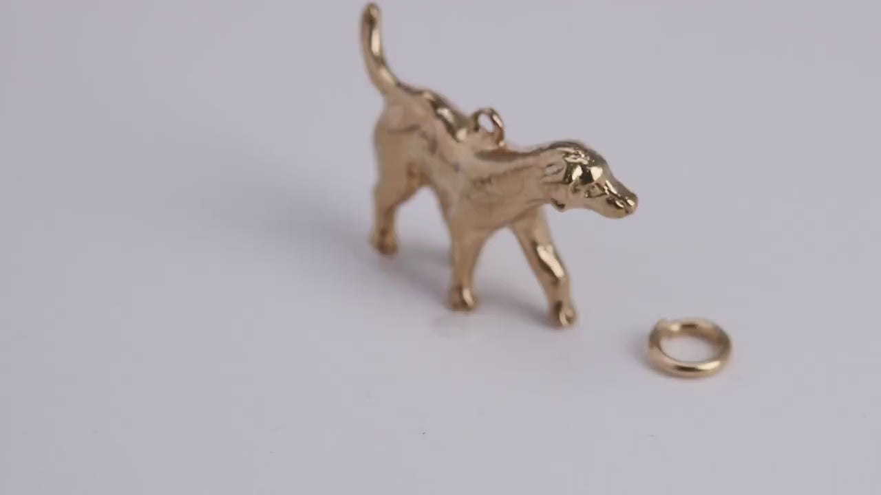 Fox Hound Dog Charm, Traditional Charm, Made from Yellow Gold with British Hallmark, Complete with Attachment Link