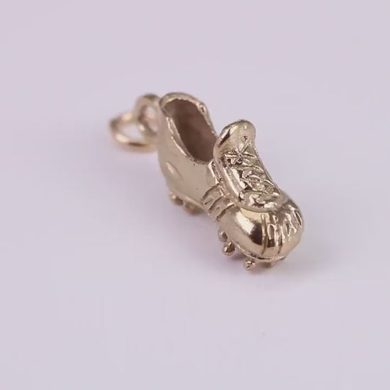 Football Boots Charm, Traditional Charm, Made From Solid Yellow Gold with British Hallmark, Complete with Attachment Link