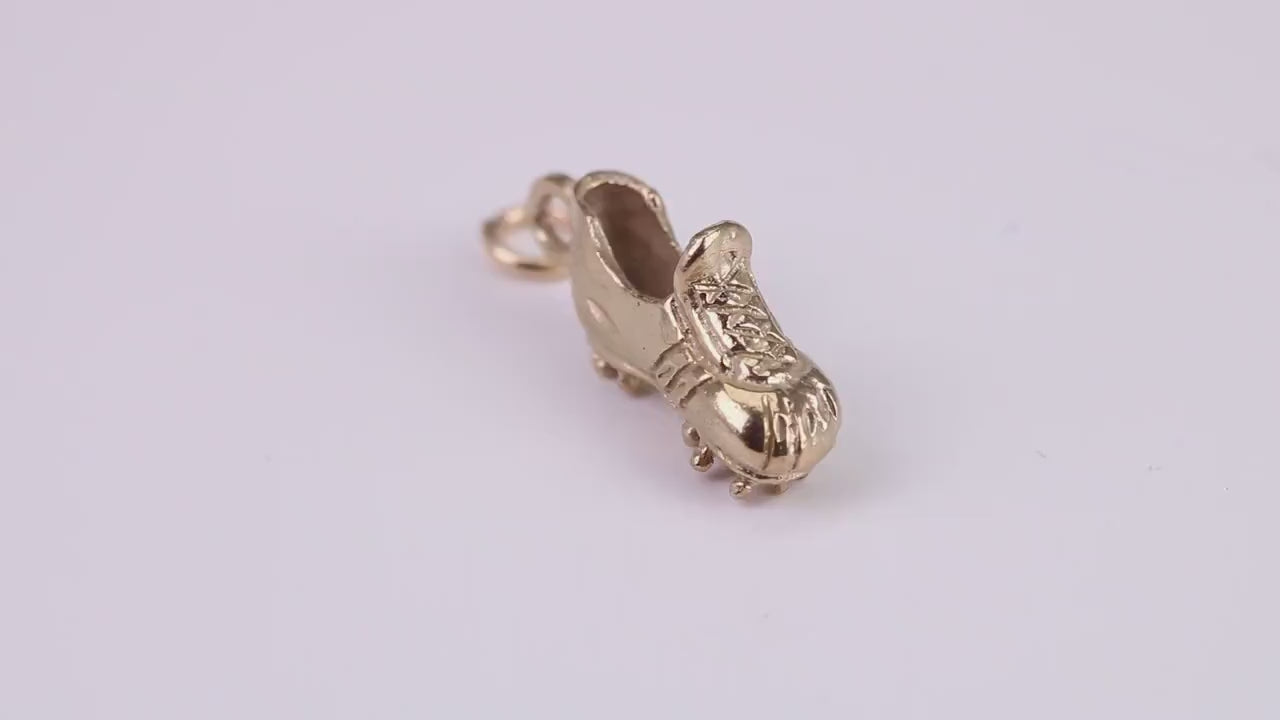 Football Boots Charm, Traditional Charm, Made From Solid Yellow Gold with British Hallmark, Complete with Attachment Link