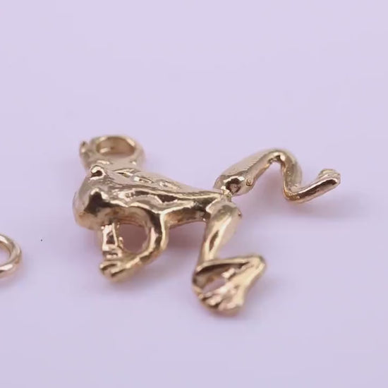 Frog Charm, Traditional Charm, Made from Solid 9ct Yellow Gold, British Hallmarked, Complete with Attachment Link