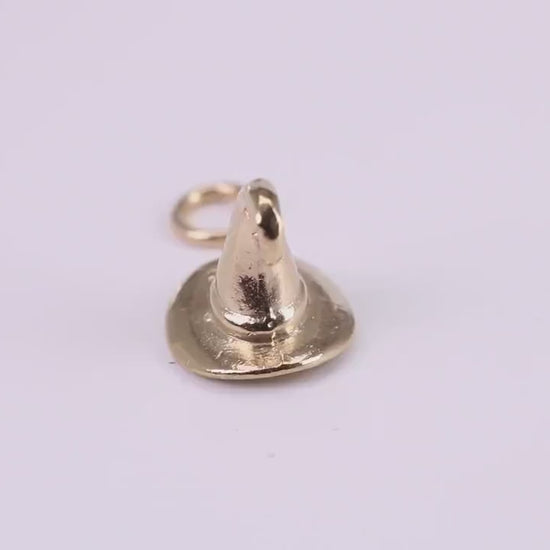 Wizards Hat Charm, Traditional Charm, Made from Solid Yellow Gold, British Hallmarked, Complete with Attachment Link