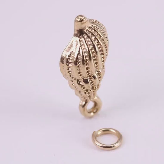 Sea Shell Charm, Traditional Charm, Made from Solid Yellow Gold, British Hallmarked, Complete with Attachment Link