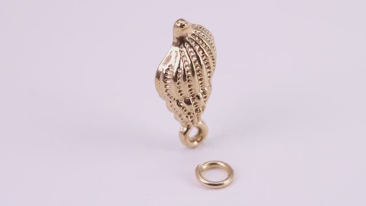 Sea Shell Charm, Traditional Charm, Made from Solid Yellow Gold, British Hallmarked, Complete with Attachment Link