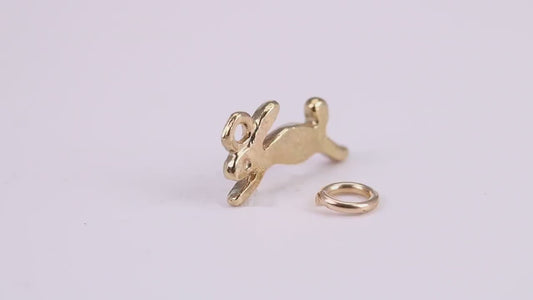 Hare Charm, Traditional Charm, Made from Solid Yellow Gold, British Hallmarked, Complete with Attachment Link