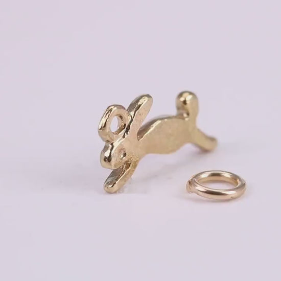 Hare Charm, Traditional Charm, Made from Solid Yellow Gold, British Hallmarked, Complete with Attachment Link