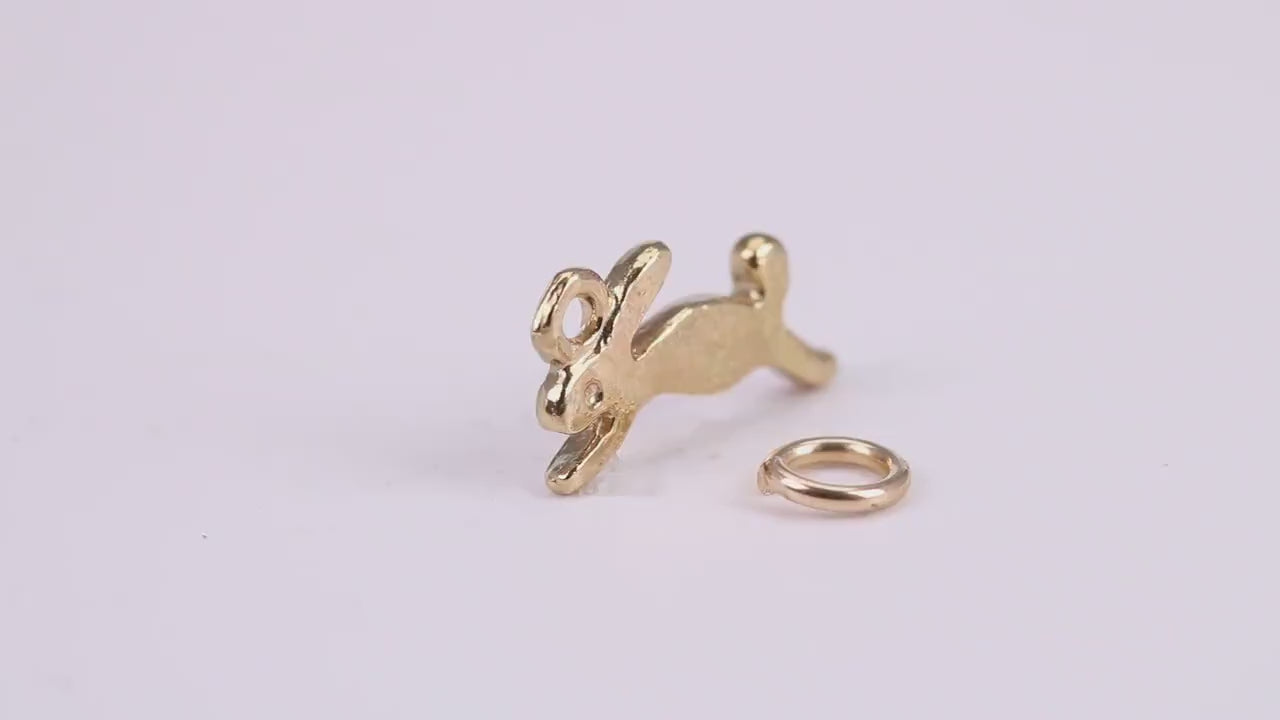Hare Charm, Traditional Charm, Made from Solid Yellow Gold, British Hallmarked, Complete with Attachment Link