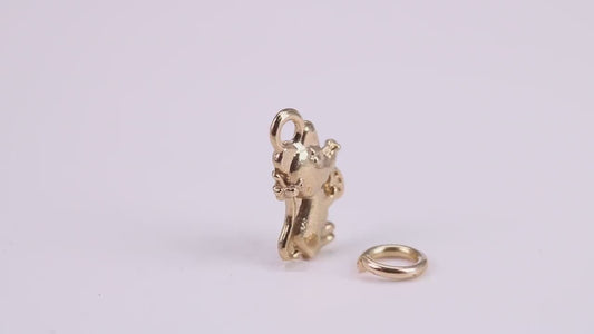 Mouse Charm, Traditional Charm, Made from Solid Yellow Gold, British Hallmarked, Complete with Attachment Link