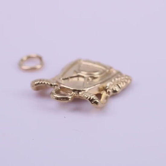 Back Pack Charm, Traditional Charm, Made from Solid 9ct Yellow Gold, British Hallmarked, Complete with Attachment Link