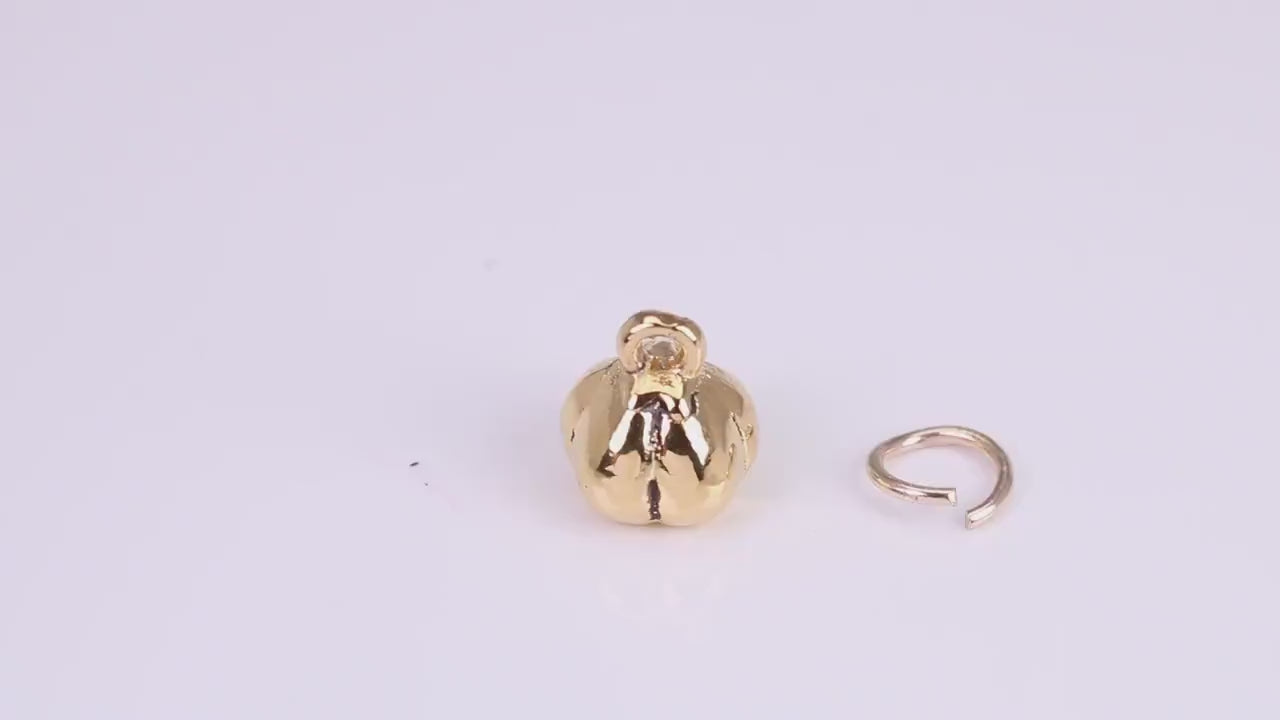 Pumpkin Charm, Traditional Charm, Made from Solid Cast Yellow Gold, British Hallmarked