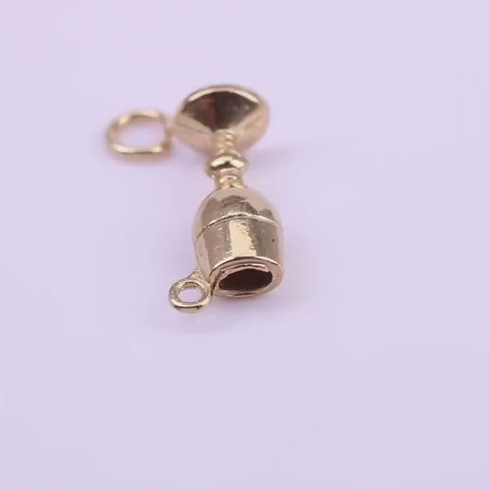 Wine Goblet Charm, Traditional Charm, Made from Solid 9ct Yellow Gold, British Hallmarked, Complete with Attachment Link