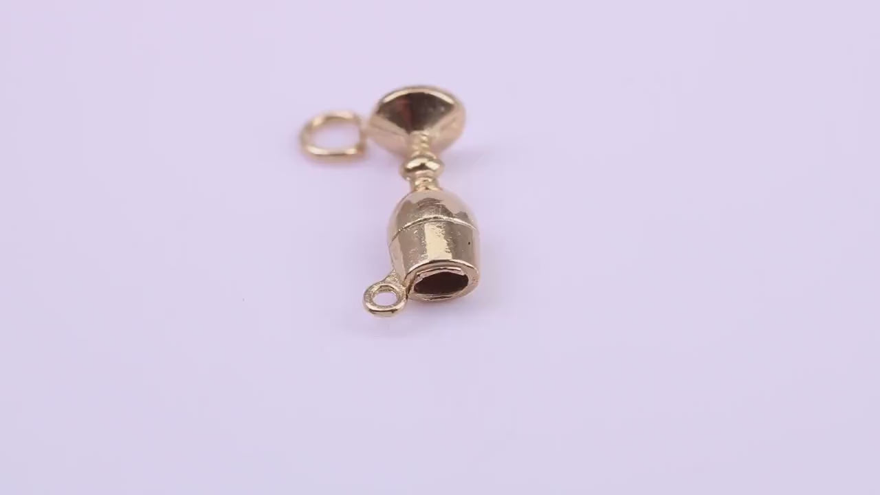 Wine Goblet Charm, Traditional Charm, Made from Solid 9ct Yellow Gold, British Hallmarked, Complete with Attachment Link