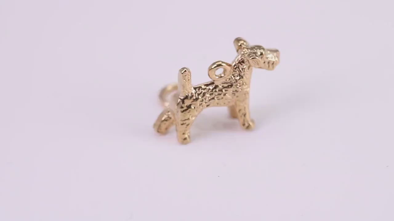 Airedale Terrier Dog Charm, Traditional Charm, Made from Solid Yellow Gold, British Hallmarked, Complete with Attachment Link