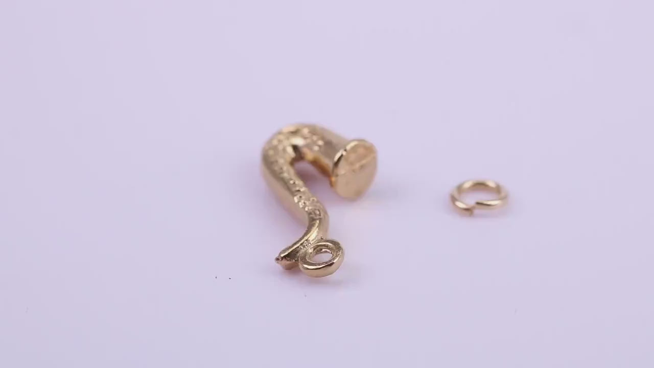 Saxophone Charm, Traditional Charm, Made from Solid 9ct Yellow Gold, British Hallmarked, Complete with Attachment Link