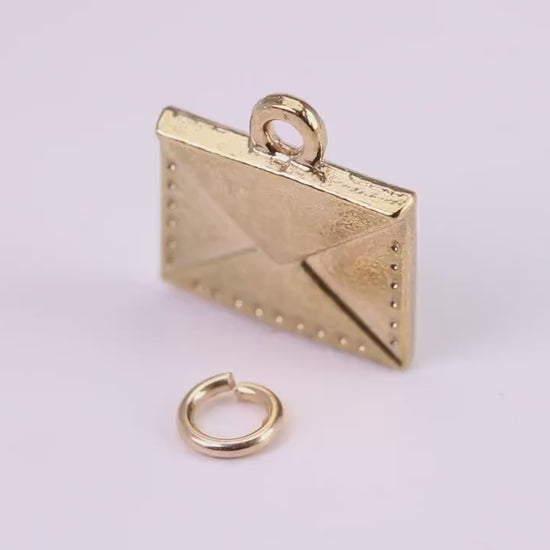 Envelope Charm, Traditional Charm, Made from Solid Yellow Gold, British Hallmarked, Complete with Attachment Link