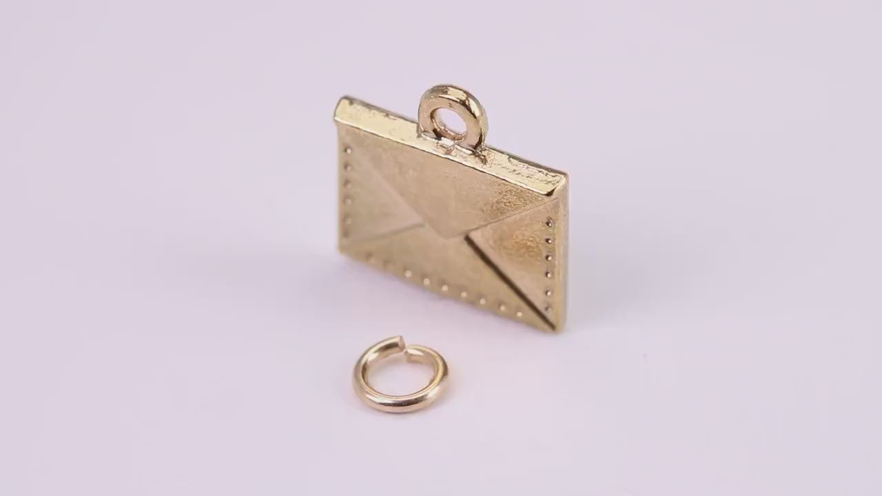 Envelope Charm, Traditional Charm, Made from Solid Yellow Gold, British Hallmarked, Complete with Attachment Link