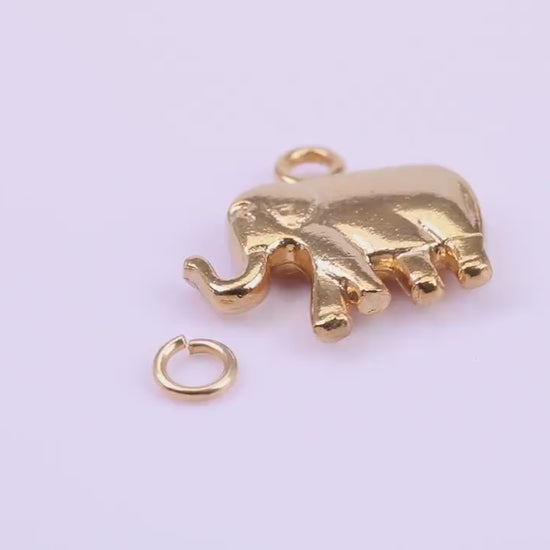 African Elephant Charm, Traditional Charm, Made from Solid 9ct Yellow Gold, British Hallmarked, Complete with Attachment Link