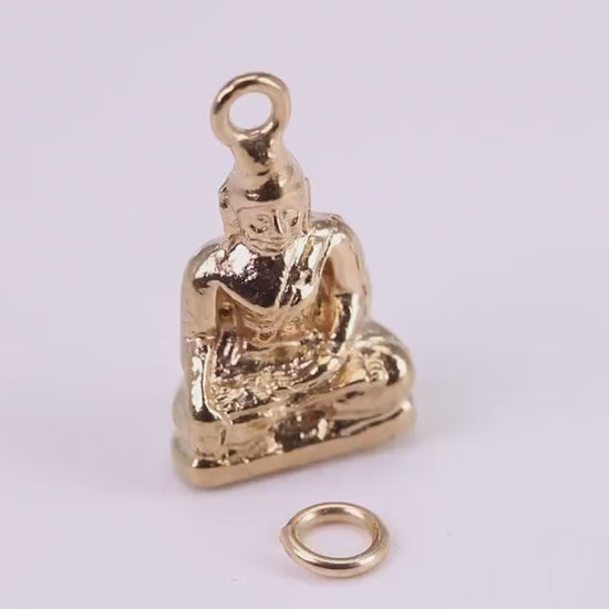 Buddha Charm, Traditional Charm, Made from Solid Yellow Gold, British Hallmarked, Complete with Attachment Link