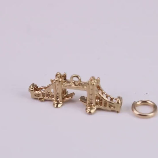 Iconic London Bridge Charm, Traditional Charm, Made From Solid Yellow Gold with British Hallmark, Complete with Attachment Link