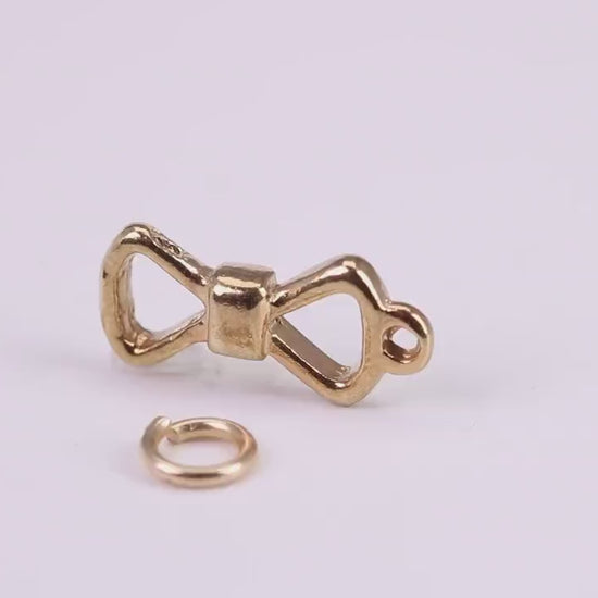 Bow Tie Charm, Traditional Charm, Made from Solid Yellow Gold, British Hallmarked, Complete with Attachment Link