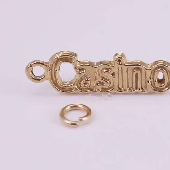 Casino Charm, Traditional Charm, Made from Solid Yellow Gold, British Hallmarked, Complete with Attachment Link