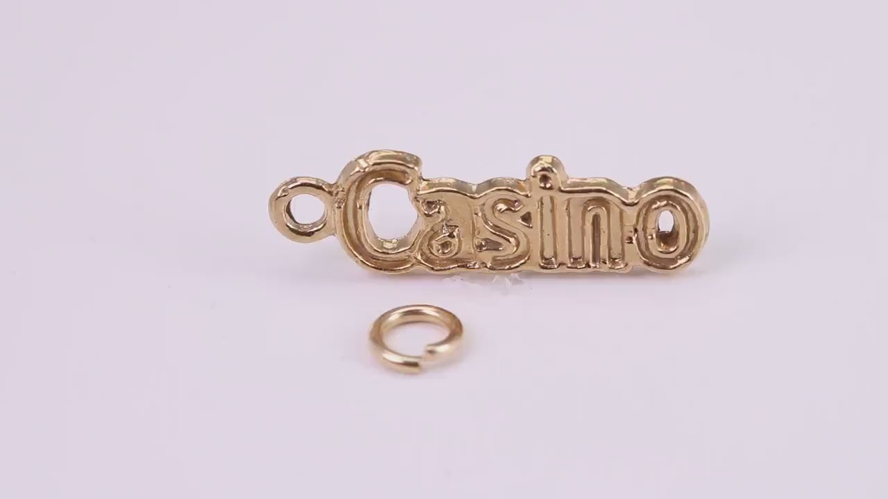 Casino Charm, Traditional Charm, Made from Solid Yellow Gold, British Hallmarked, Complete with Attachment Link