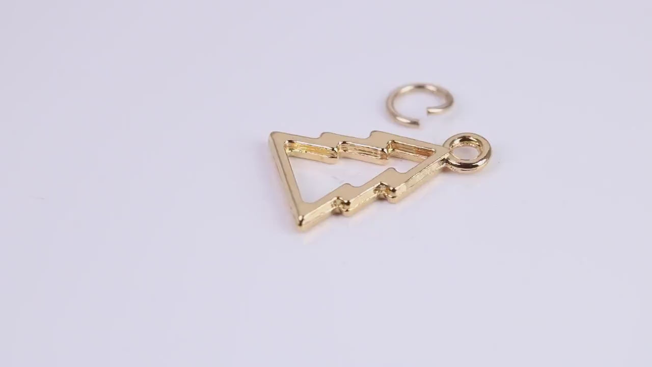 Christmas Tree Charm, Traditional Charm, Made from Solid Cast Yellow Gold, British Hallmarked