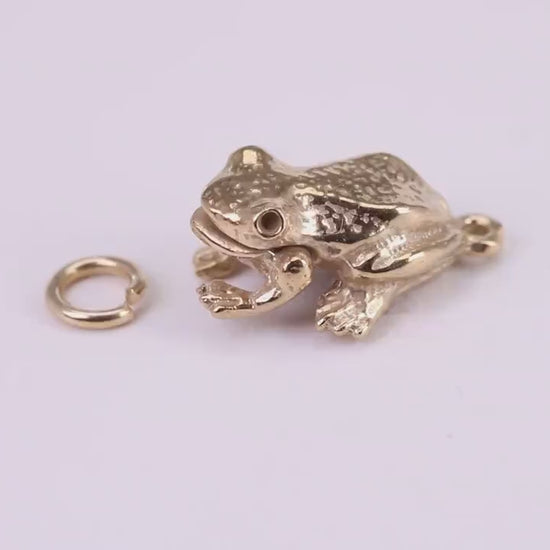 Frog Charm, Traditional Charm, Made from Solid Yellow Gold, British Hallmarked, Complete with Attachment Link