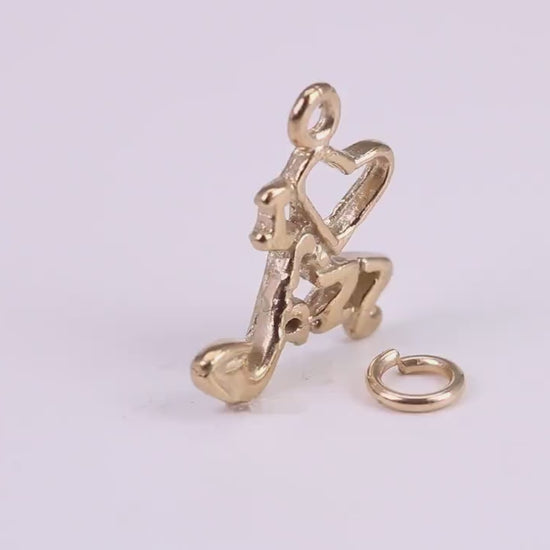 Love Jazz Charm, Traditional Charm, Made from Solid Yellow Gold, British Hallmarked, Complete with Attachment Link