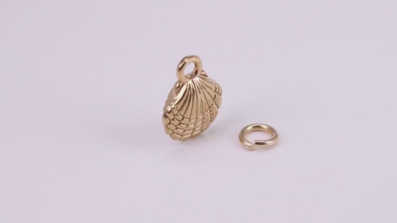 Sea Shell Charm, Traditional Charm, Made from Solid Yellow Gold, British Hallmarked, Complete with Attachment Link