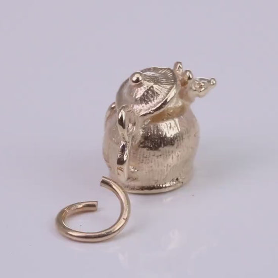 Mouse in Teapot Charm, Traditional Charm, Made From Solid Yellow Gold with British Hallmark, Complete with Attachment Link