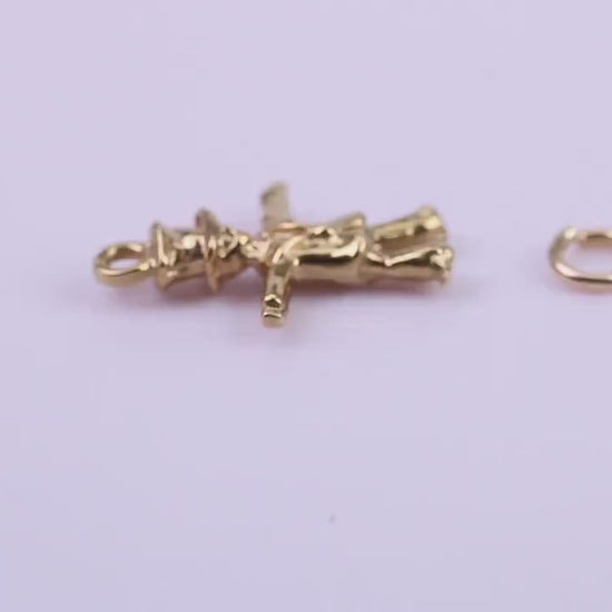 Scarecrow Charm, Traditional Charm, Made from Solid 9ct Yellow Gold, British Hallmarked, Complete with Attachment Link