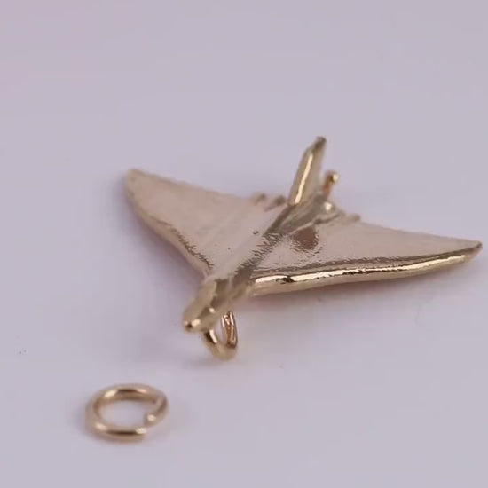 Vulcan Bomber Airplane Charm, Traditional Charm, Made From Solid Yellow Gold with British Hallmark, Complete with Attachment Link