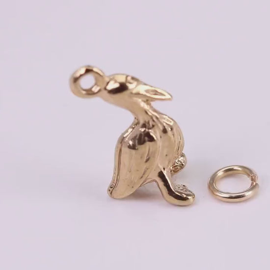 Pelican Charm, Traditional Charm, Made from Solid Yellow Gold, British Hallmarked, Complete with Attachment Link