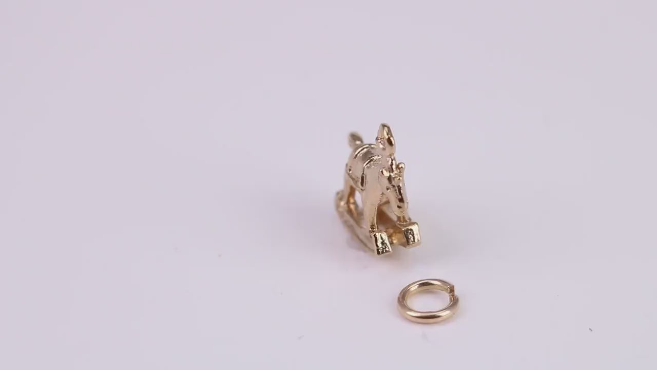 Rocking Horse Charm, Traditional Charm, Made From Solid Yellow Gold with British Hallmark, Complete with Attachment Link