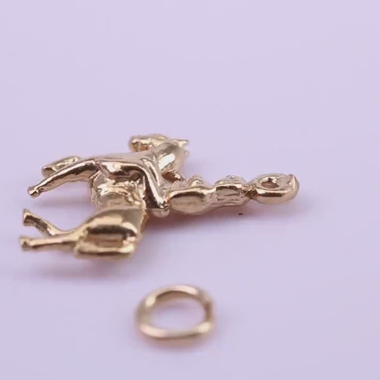 Lady Godiva Charm, Traditional Charm, Made from Solid 9ct Yellow Gold, British Hallmarked, Complete with Attachment Link