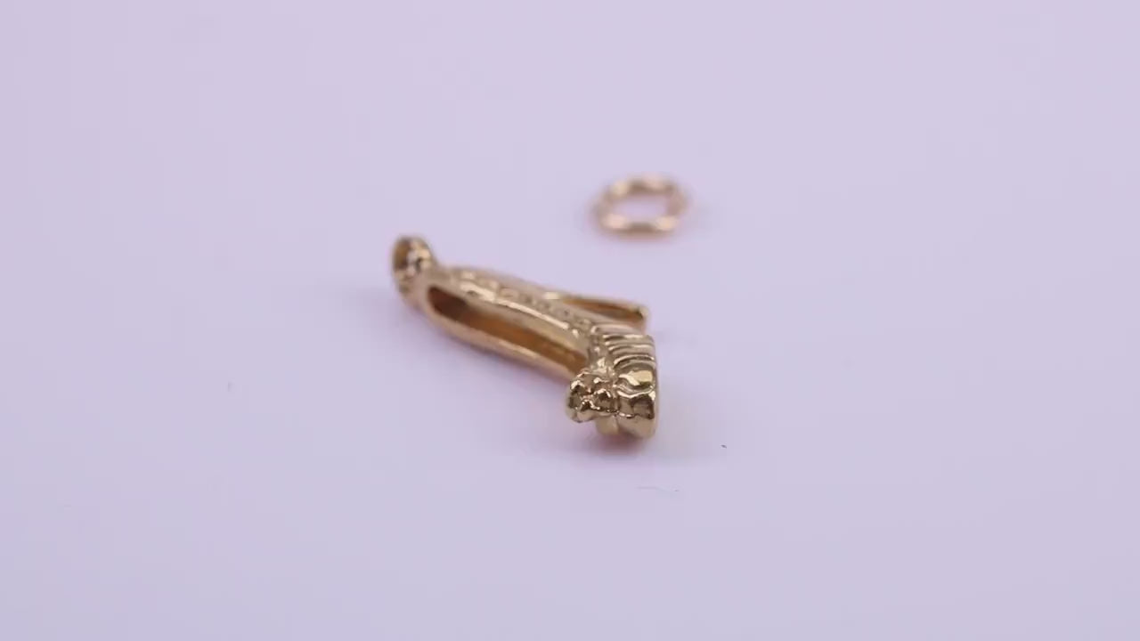 Stiletto Charm, Traditional Charm, Made from Solid 9ct Yellow Gold, British Hallmarked, Complete with Attachment Link