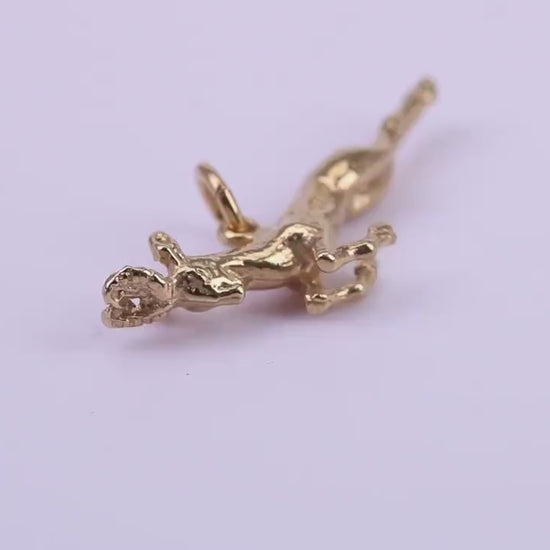 Jumping Gazelle Charm, Traditional Charm, Made from Solid 9ct Yellow Gold, British Hallmarked, Complete with Attachment Link