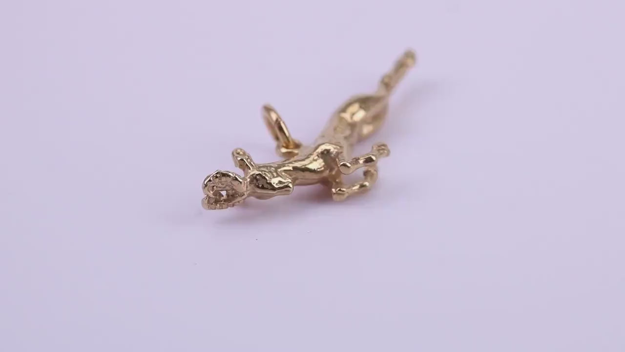 Jumping Gazelle Charm, Traditional Charm, Made from Solid 9ct Yellow Gold, British Hallmarked, Complete with Attachment Link