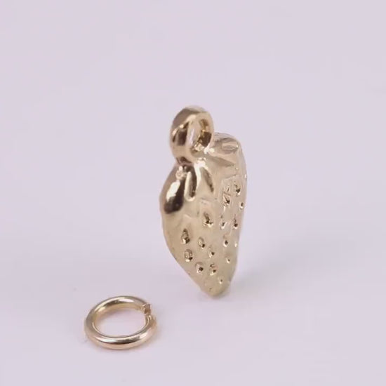 Strawberry Charm, Traditional Charm, Made from Solid Yellow Gold, British Hallmarked, Complete with Attachment Link