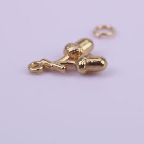 Acorns Charm, Traditional Charm, Made from Solid 9ct Yellow Gold, British Hallmarked, Complete with Attachment Link