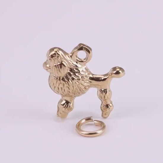 Poodle Dog Charm, Traditional Charm, Made from Solid Yellow Gold, British Hallmarked, Complete with Attachment Link