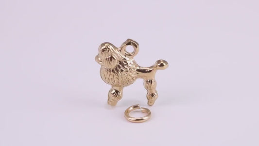 Poodle Dog Charm, Traditional Charm, Made from Solid Yellow Gold, British Hallmarked, Complete with Attachment Link