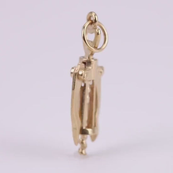 Wine Bottle Opener Charm, Traditional Charm, Made from Solid Yellow Gold, British Hallmarked, Complete with Attachment Link